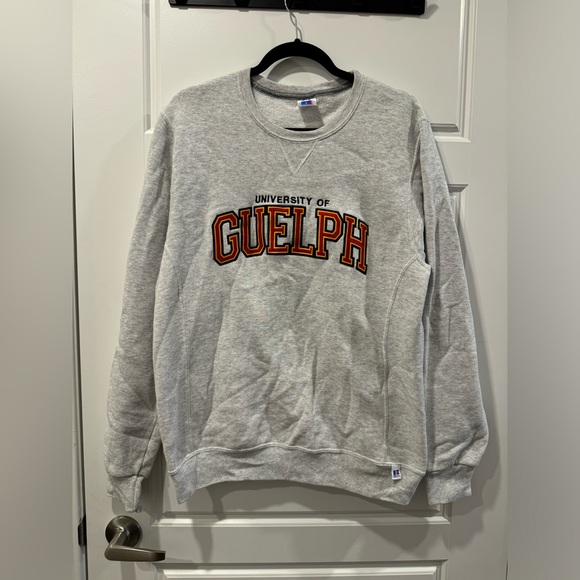 RUSSELL ATHLETIC UNIVERSITY OF GUELPH Gray Logo Long Sleeve Sweatshirt Medium - Picture 5 of 6